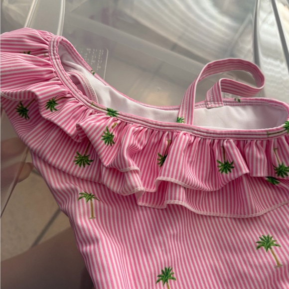 Pink One-Shoulder Kids Swim One Piece - Picture 7 of 10